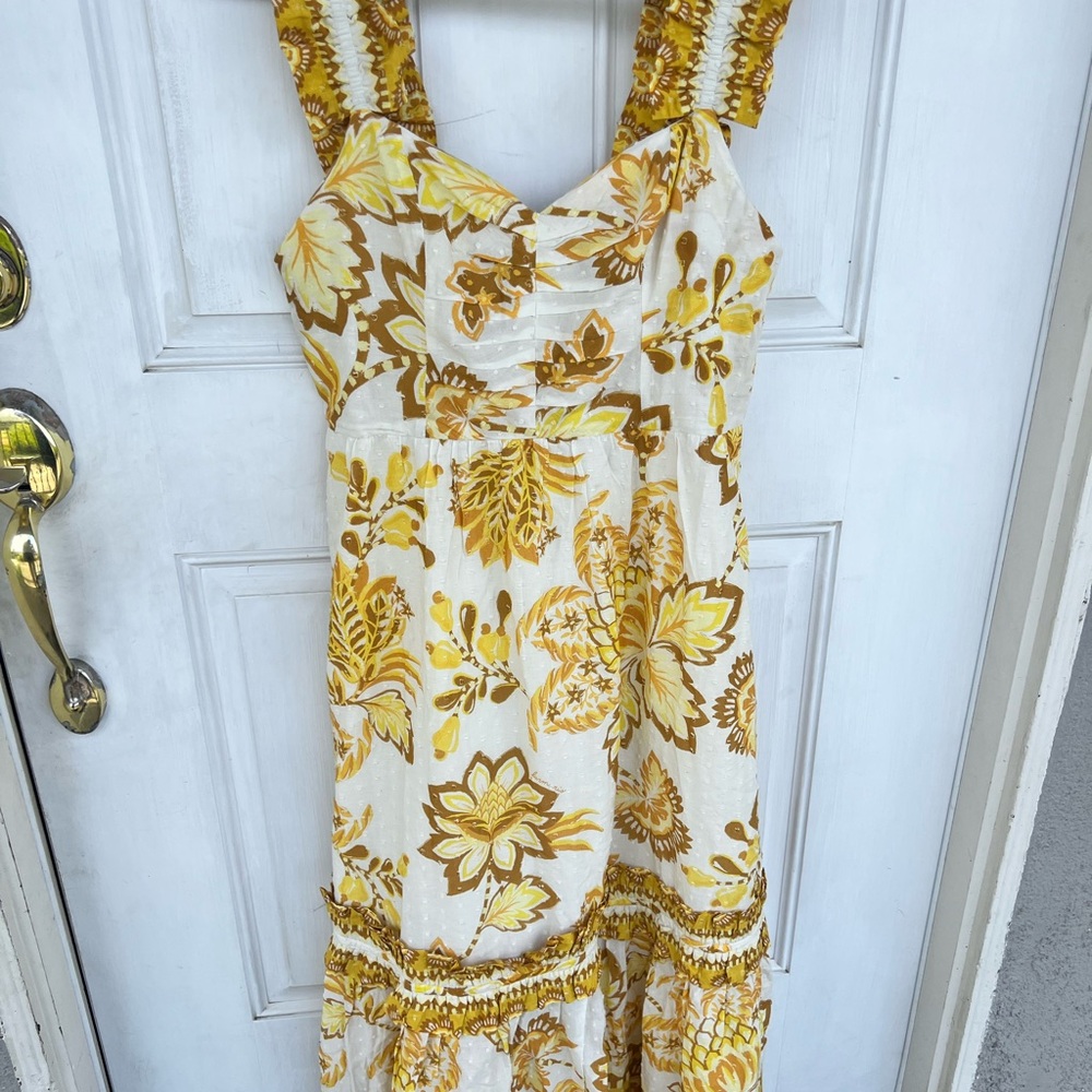 Farm Rio Off White Aura Floral Midi Dress L - Picture 5 of 8